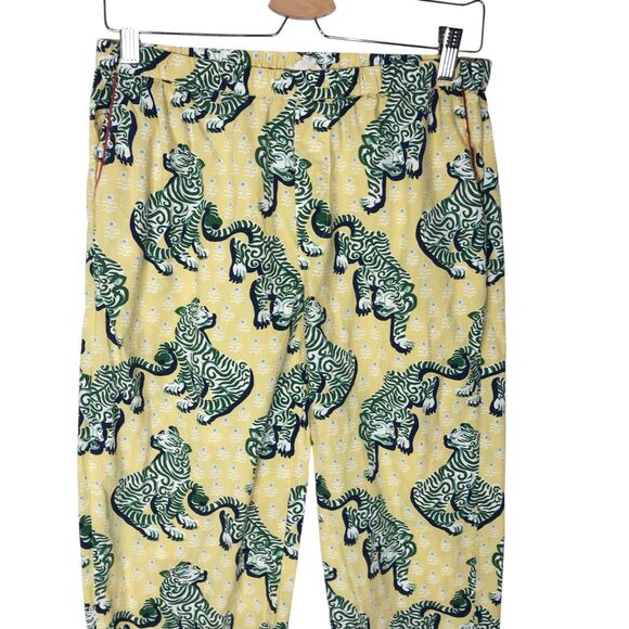 Printfresh Tiger Queen Pajama Pants XS Yelllow Green Pockets - Picture 4 of 12